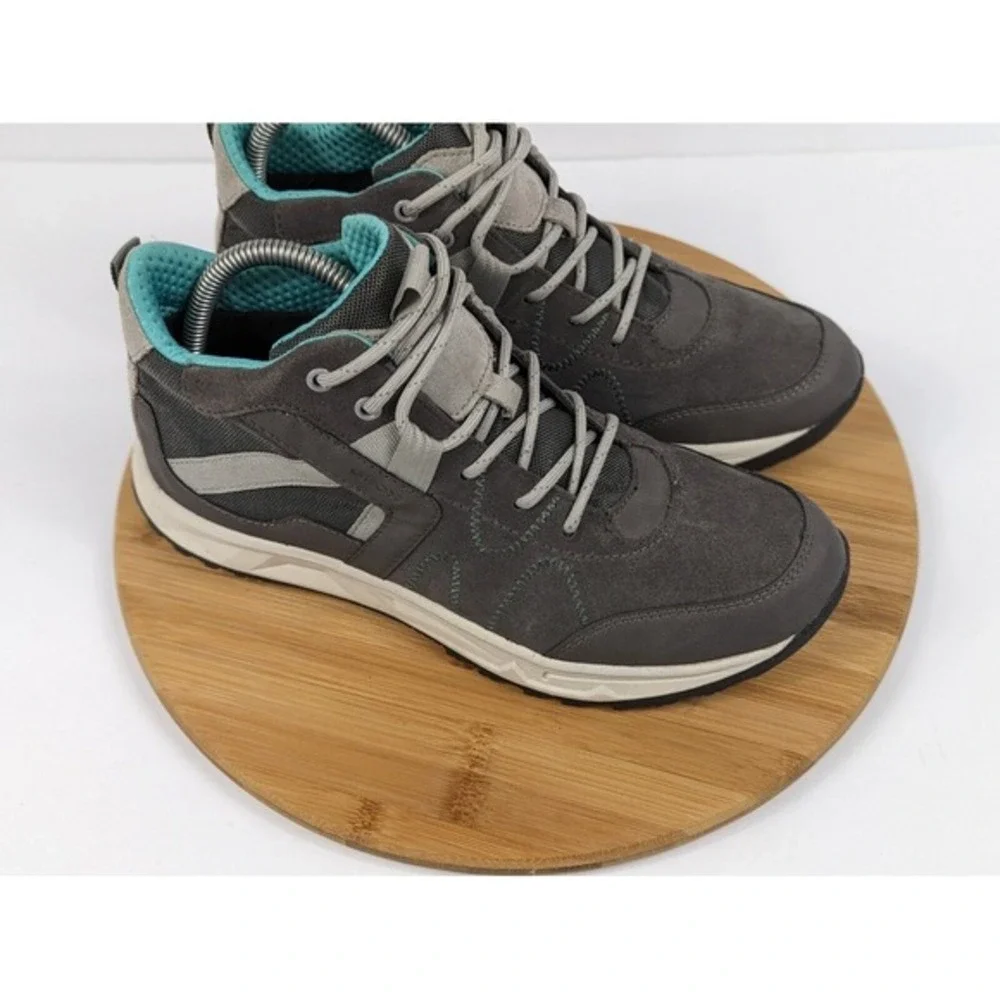 Geox Respira Womens 10.5 Grey‎ Suede Mid Top Hiking Walking Sneakers Shoes